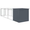 Dog House with Run Anthracite 43.3"x159.4"x43.3" Galvanized Steel