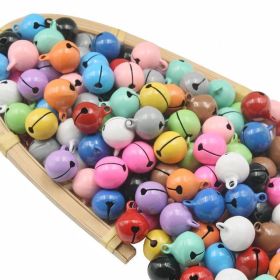 10 Pcs 14mm Iron Candy Color Paint Small Bell Keychain Doll Accessories Pet Collar Pendant Christmas Metal Bell (Color: Black)