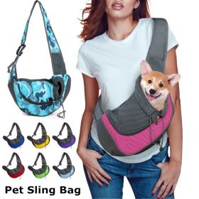 Pet Puppy Carrier S/L Outdoor Travel Dog Shoulder Bag Mesh Oxford Single Comfort Sling Handbag Tote Pouch (Color: dark blue)