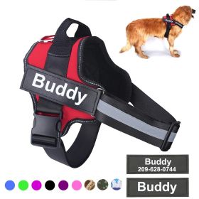 Personalized Dog Harness NO PULL Reflective Breathable Adjustable Pet Harness Vest For Small Large Dog Custom Patch Pet Supplies (size: L)