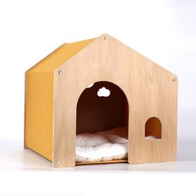 Wooden Kennel Four Seasons Universal Environmental Protection Solid Wood Pet Tent (Color: Yellow)